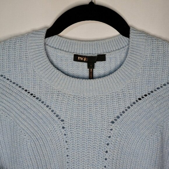 Maje Wool Blend Blue Crop Sweater Size FR 1 (Small) - Picture 8 of 15